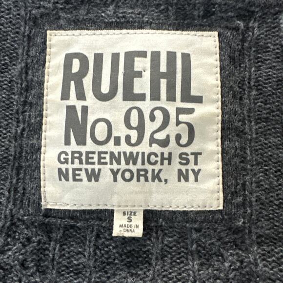 RUEHL NO 925 Sweater Womens Small Gray Fitted Cable Knit Deep V-Neck Retro Y2K - Picture 5 of 10